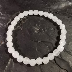 Jade blanc - Bracelet perles facettées 6mm - 6e chakra